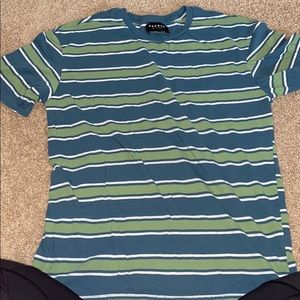 Green and blue striped t shirt